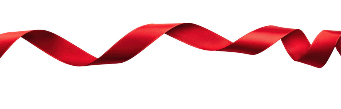 Red ribbon design with a wavy, twisting pattern on a black background