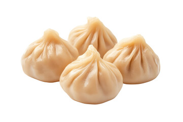 Obraz premium Group of khinkali dumplings isolated on transparent background. Steamed pork dumplings chinese dumplings isolated on white background.