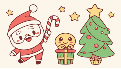 set of funny cartoon christmas characters