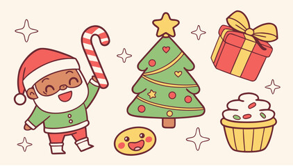 santa claus and christmas tree