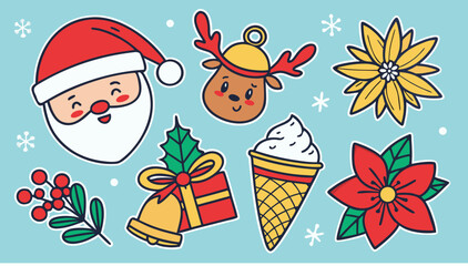 set of christmas elements