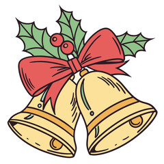 christmas bells with red ribbon