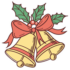 christmas bell with holly