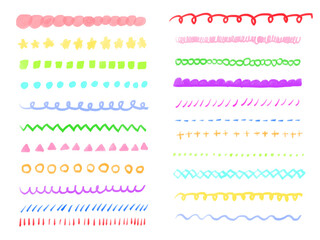 手描きあしらいセット　ライン　カラフル　装飾