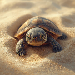 Tender Sea Turtle Hatchling Vector – Baby Tinglar Emerging with Fragile Features