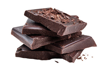Stacked dark chocolate bars, broken pieces (1)