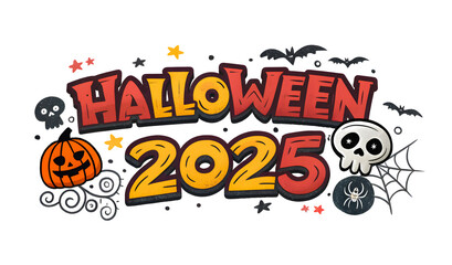 Halloween 2025 Celebration Poster Featuring Spooky Elements and Seasonal Decorations

