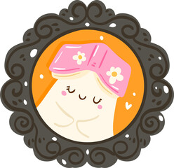 Cute Ghost Frame Vector Illustration with Pink Sleep Mask