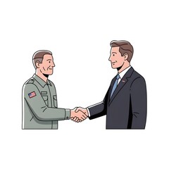 Fototapeta premium Strategic Alliance Military and Business Leaders Shake Hands