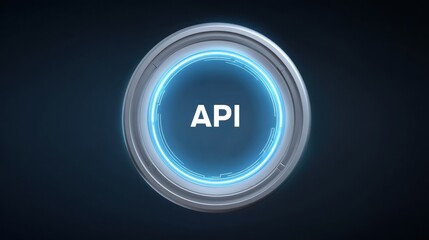 Futuristic representation of an API in a glowing circular design on a dark background.