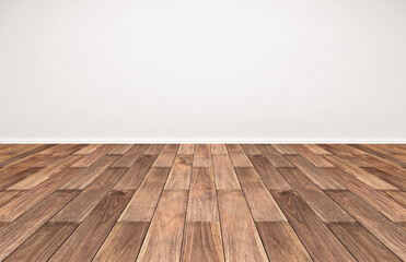Wood floor and white wall, empty room for background