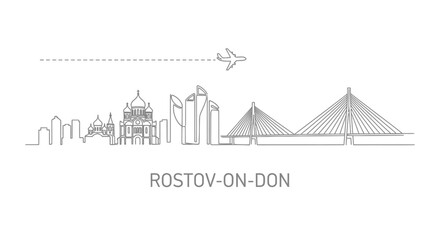 Obraz premium RostovonDon Skyline with Travel, Russia, and Plane.