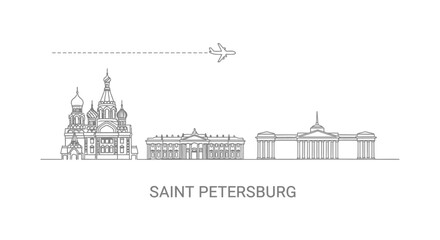 Naklejka premium Saint Petersburg skyline vector Travel icon.