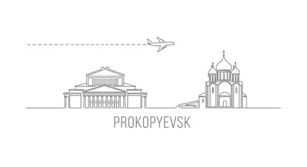 Naklejka premium Prokopyevsk with Russia Skyline Minimalist.