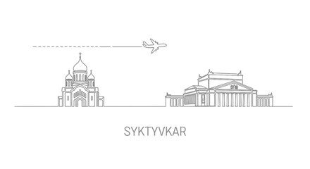 Naklejka premium Syktyvkar skyline vector with travel design.