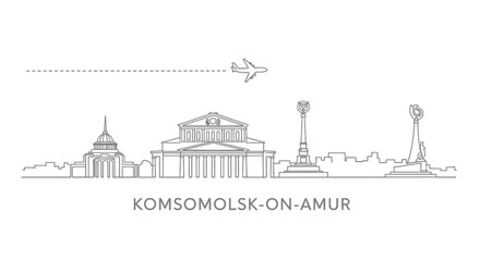 KomsomolskonAmur Skyline with Plane.
