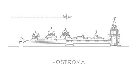 Obraz premium Kostroma skyline Travel Russia Minimalist.