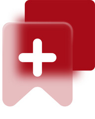Fototapeta premium Glossy Red Bookmark Icon With A White Plus Sign