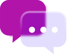Fototapeta premium Modern Chat Icon With Purple Glassmorphism Speech Bubbles
