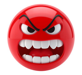 Obraz premium Red furious emoji isolated on transparent background
