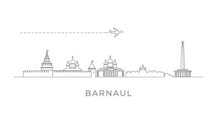 Barnaul skyline with Russia Minimalist style.