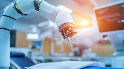 Robotic Arm Performing Precision Task in a High-Tech Laboratory Environment