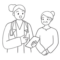 Doctor Consulting with Senior Woman Illustration.