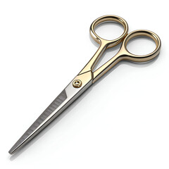 Obraz premium 3d realistic metallic scissors with rubber handle