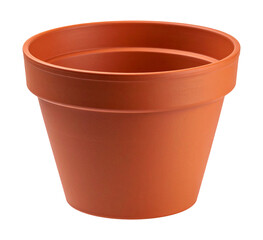 Simple clay flower pot isolated on transparent background