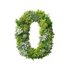 A large, rounded "0" formed from various greenery