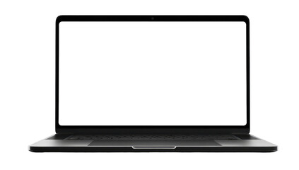 Laptop with blank screen, dark gray/silver