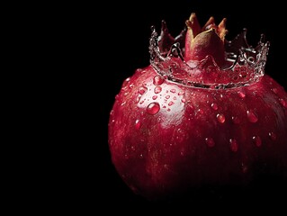 Pomegranate with Water Splash, Close-up