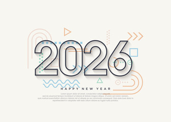 Happy new year 2026 number 3d in blue and yellow.