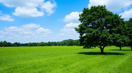 Obraz premium green grass and blue sky