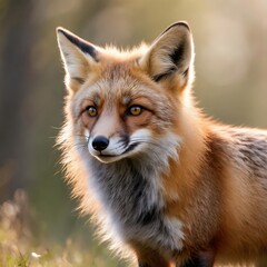 Fototapeta premium Orange fox in sunlight
