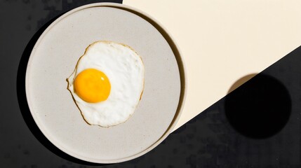 Fried Sunny-Side-Up Egg on a Plate