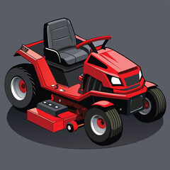 Fototapeta premium Modern Red Zero-Turn Lawn Mower: Clean Vector Illustration