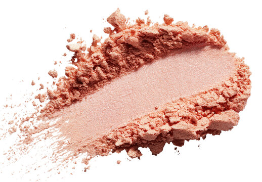 A swathe of pale peach powder, scattered and unevenly distributed, against a black backdrop.  The powder highlights in a central streak, while fragments are disbursed around it