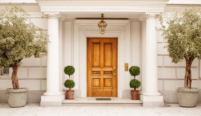 Classic wooden door entryway