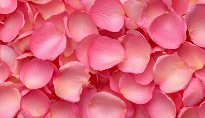 Delicate, light pink rose petals densely packed together
