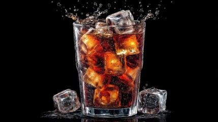 Dark drink with ice and splash (1)