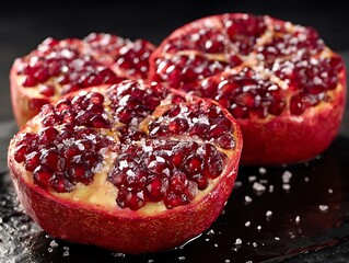Roasted Pomegranate Halves with Sea Salt