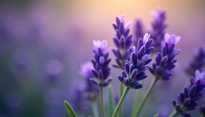 Obraz premium Calming Lavender Bouquet Soft Purple Blooms and Tranquil Aroma, Close-up