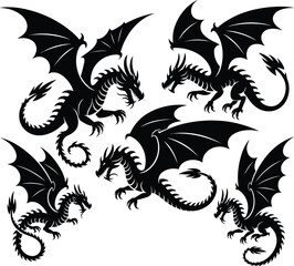 Dragons premium silhouette vector bundle