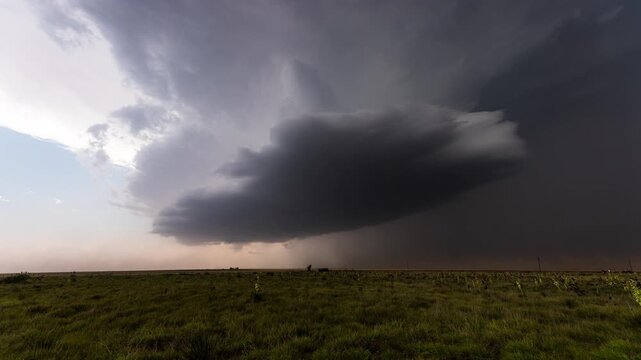 Wall Cloud, Supercell Base Evolving over Texas Landscape Nature Time Lapse