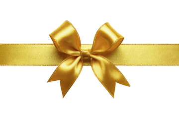 Gold ribbon bow on black background