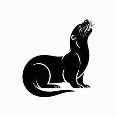 Stylized black silhouette of an otter with mouth open
