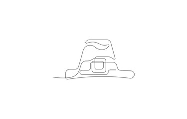 Hat with Camera Continuous One Line Drawing – Minimalist Photographer Icon Vector Illustration