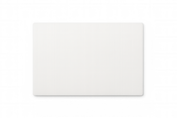 Empty white rectangular sheet with rounded corners on a transparent background, ideal for mockups and presentations