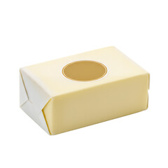 Fototapeta premium Butter wrapped in parchment paper with branded sticker seal, transparent background.
